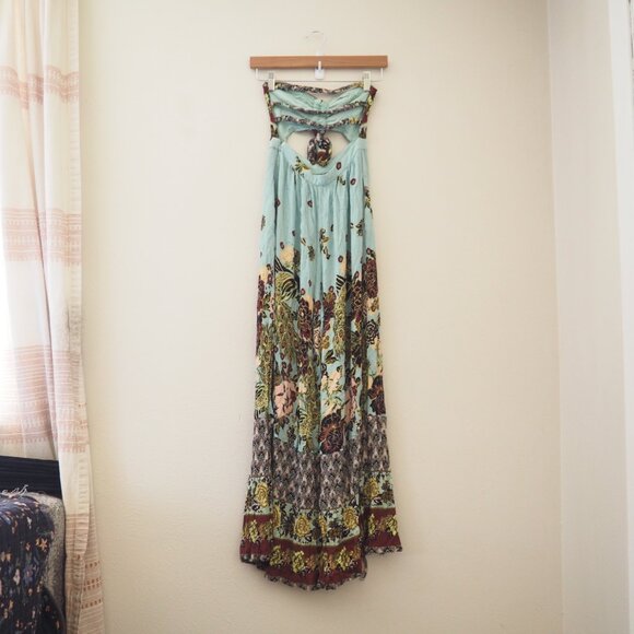 Free People Birds of Paradise Strapless Jumpsuit sz xs - Picture 7 of 9
